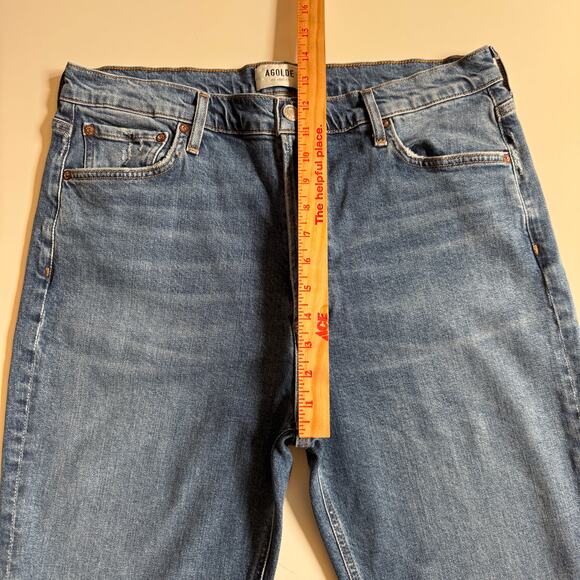 AGOLDE Nico High Rise Straight Jeans Anthropologie Size 33 US 14 16 Button Fly